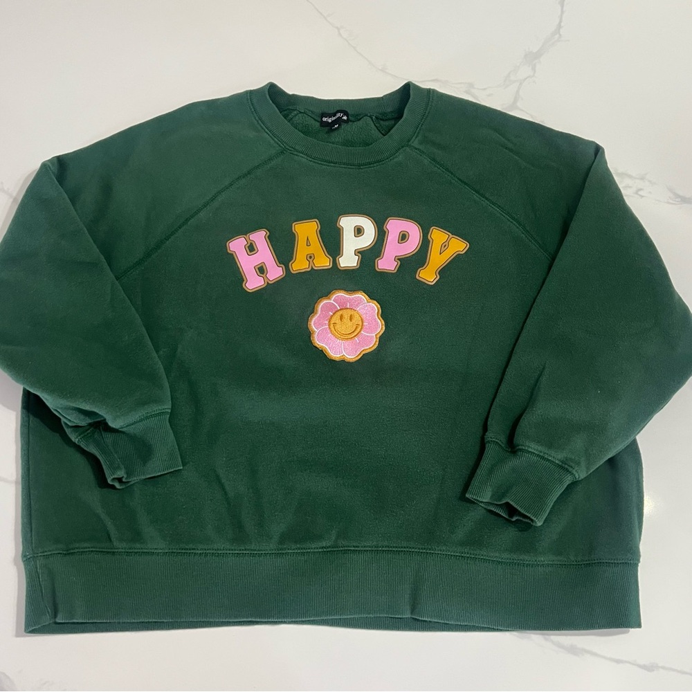 HAPPY green crew neck sweatshirt size M in great condition